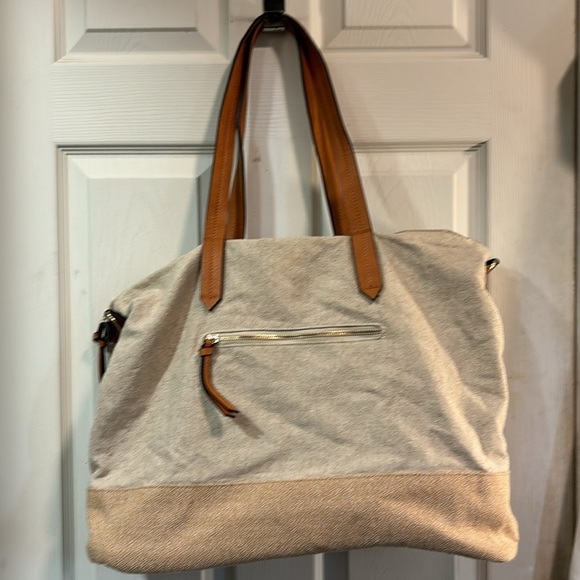 Anthropologie Vacay Tan Linen Shoulder Tote Bag Beach Vacation Bag - Picture 7 of 15